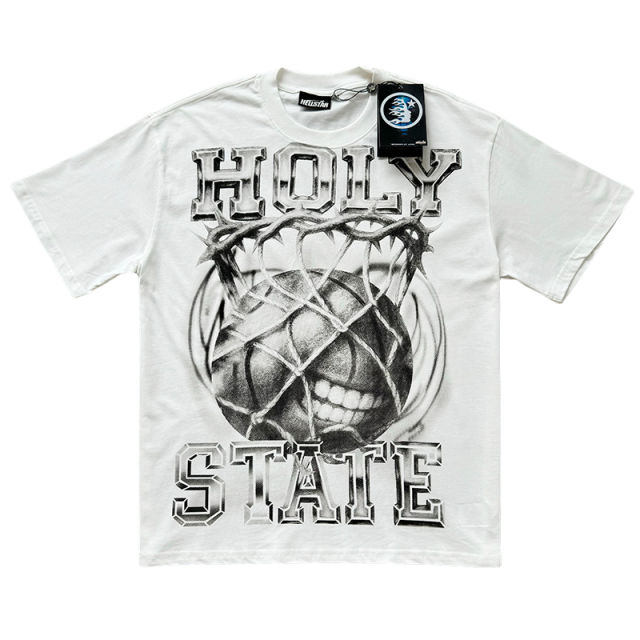 Hellstar Abstract Basketball Frame Sneakers Stacked Socks Printed Tee