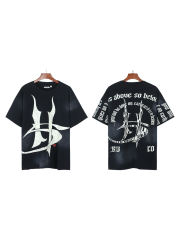 Hellstar Gothic Letter Print Washed Version Tee