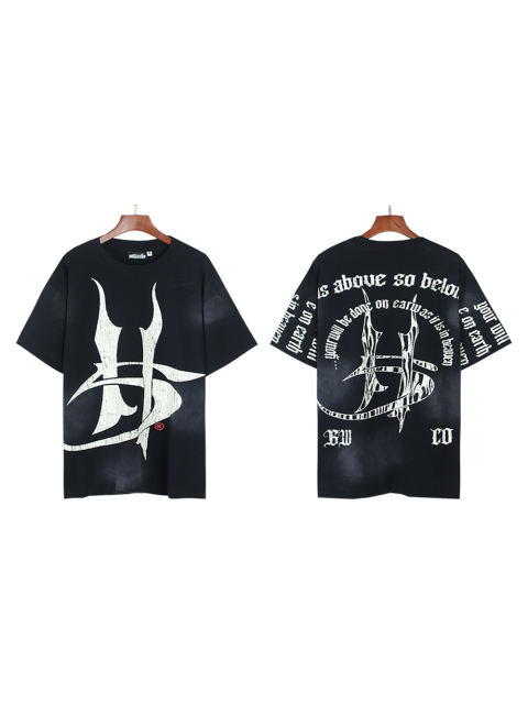 Hellstar Gothic Letter Print Washed Version Tee