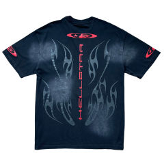 Hellstar Dark Flame Red Logo Print Washed Version Tee