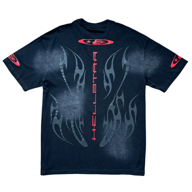 Hellstar Dark Flame Red Logo Print Washed Version Tee