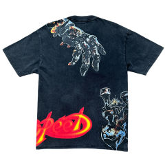 Hellstar Flame Letter Burnt Skull Print Washed Version Tee 2 colors