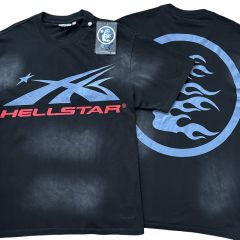 Hellstar Red and blue Logo Print Washed Version Tee