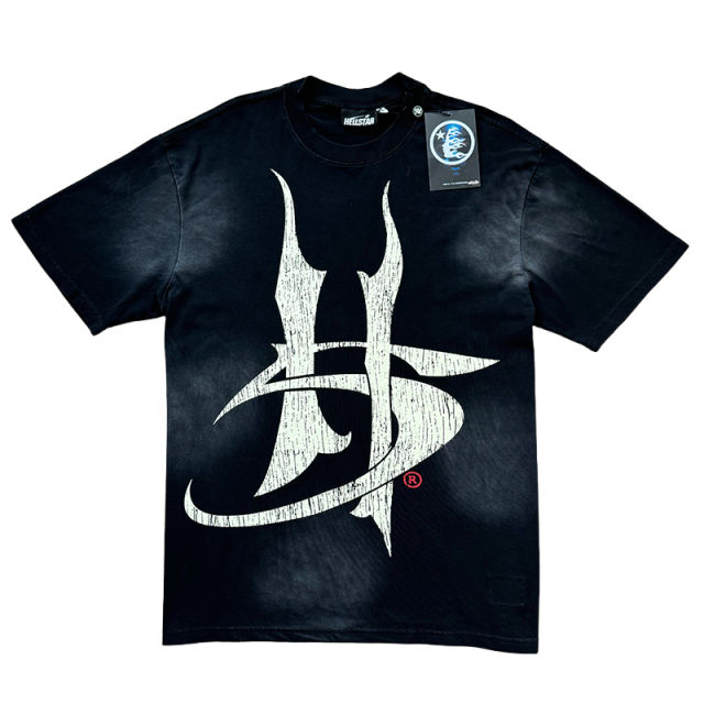 Hellstar Gothic Letter Print Washed Version Tee