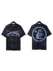 Hellstar Red and blue Logo Print Washed Version Tee