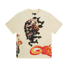 Hellstar Flame Letter Burnt Skull Print Washed Version Tee 2 colors