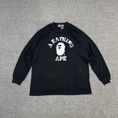 [Best Quality] 1:1 Bape Green Basic Ape Head Long Sleeve T-Shirt Black White