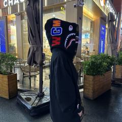 [Best Quality] 1:1 Bape Double Hood Green Camo Shark Hoodie Black