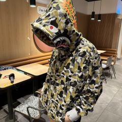 [Best Quality] 1:1 Bape Double Hood GINZA Limited Green Camo Shark Hoodie