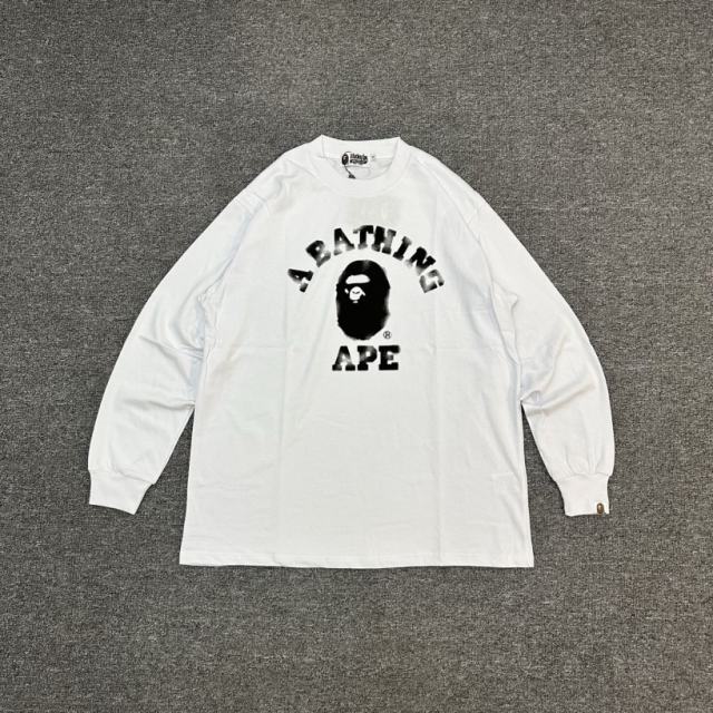 [Best Quality] 1:1 Bape Green Basic Ape Head Long Sleeve T-Shirt Black White