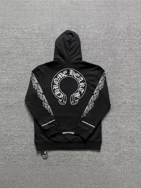 Chr0me Hearts Sleeve Print Back Horseshoe Logo Hoodie Black (No Zipper)