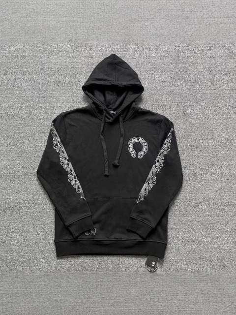 Chr0me Hearts Sleeve Print Back Horseshoe Logo Hoodie Black (No Zipper)