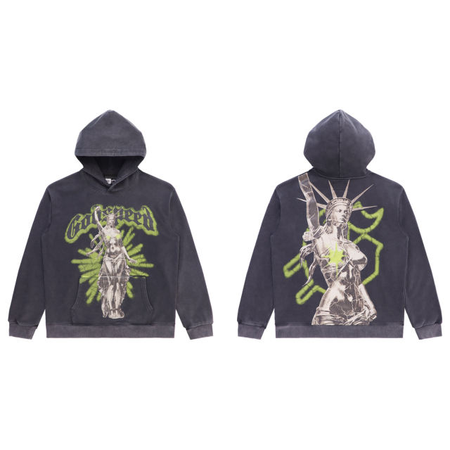 28412274 Metal Sculpture Printed Washed Version Hoodie 2 colors
