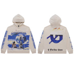 28412272 Tech People Earth Print Washed Version Hoodie 2 colors