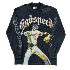 28357720 Skeleton Baseball Player Print Washed Version Long Sleeve T-Shirt 2 colors