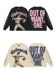 28357720 Skeleton Baseball Player Print Washed Version Long Sleeve T-Shirt 2 colors