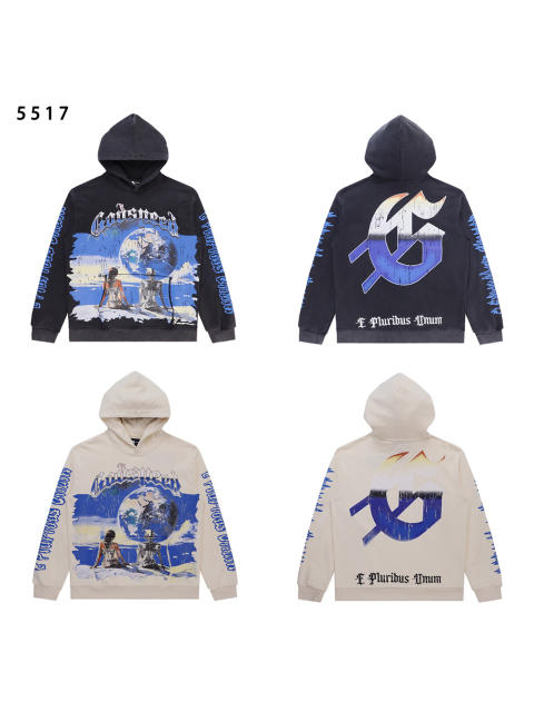 28412272 Tech People Earth Print Washed Version Hoodie 2 colors