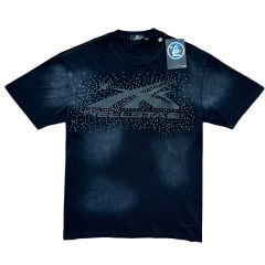 Hellstar Rhinestone Black Logo Print Washed Version Tee