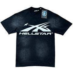 Hellstar White logo print washed Version Tee & Shorts Set