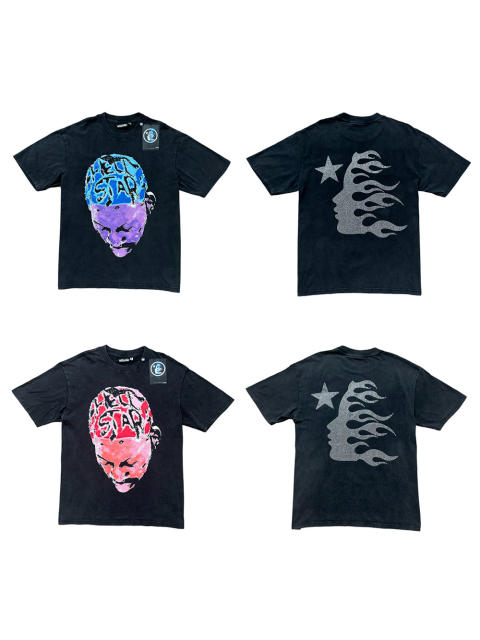 Hellstar Rodman Printed Back Heat-Pressed Rhinestones Washed Version Tee 2 colors