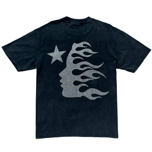 Hellstar Rodman Printed Back Heat-Pressed Rhinestones Washed Version Tee 2 colors
