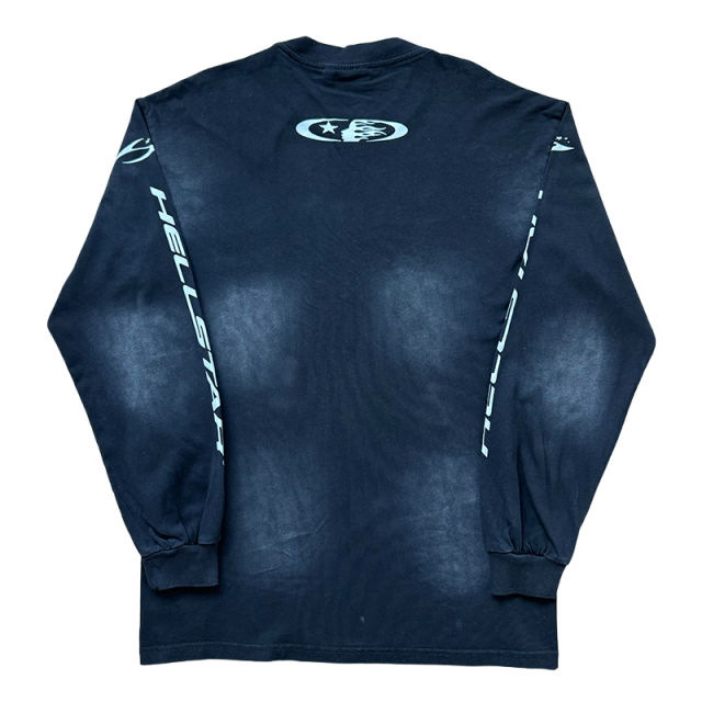 Hellstar Logo Print Washed Version Long Sleeve T-Shirt 2 colors