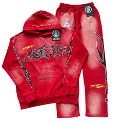 Hellstar HS Letter Print Washed Version hoodie & pants set