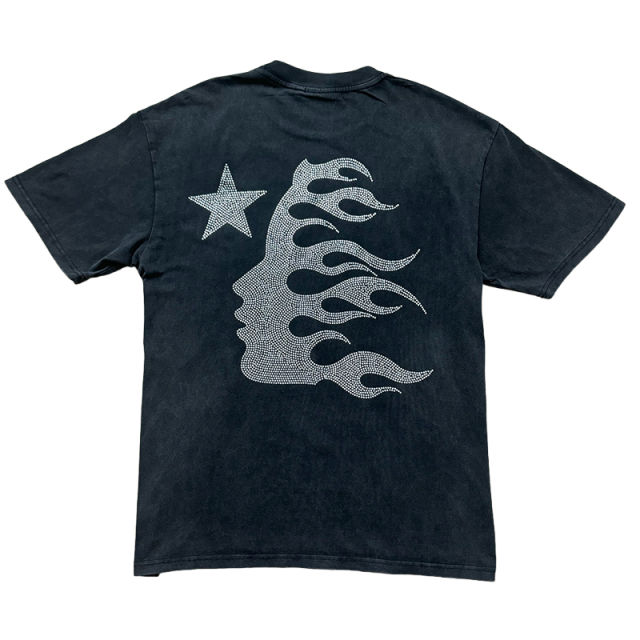 Hellstar Rodman Printed Back Heat-Pressed Rhinestones Washed Version Tee 2 colors
