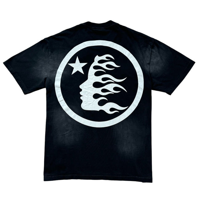 Hellstar White logo print washed Version Tee & Shorts Set
