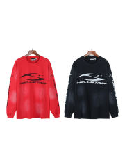 Hellstar Logo Print Washed Version Long Sleeve T-Shirt 2 colors