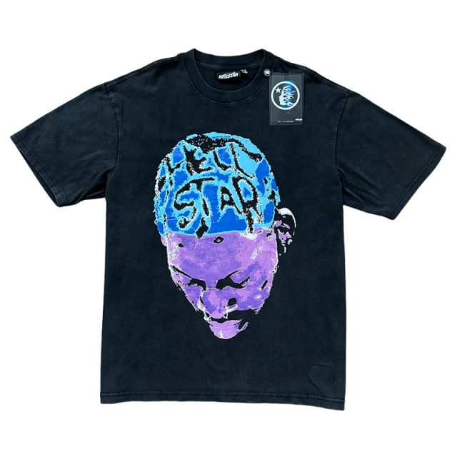 Hellstar Rodman Printed Back Heat-Pressed Rhinestones Washed Version Tee 2 colors