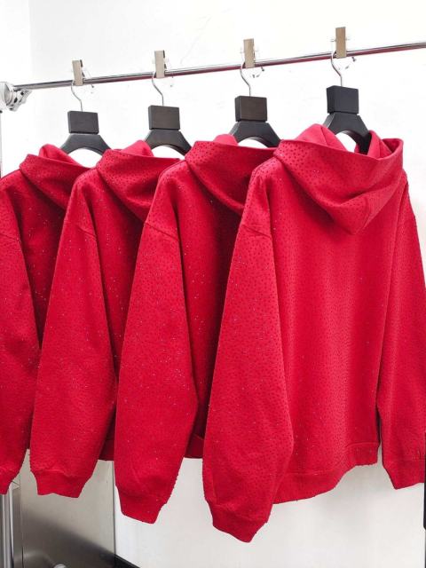1:1 Top Quality Sp5der VVS Rhinestone Hoodie RedJewel