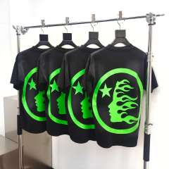 1:1 Quality Hellstar Green Classic Letter Logo Printed Washed Version Tee