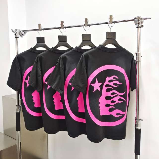 1:1 Quality Hellstar Rose Classic Letter Print Tee with NFC tag