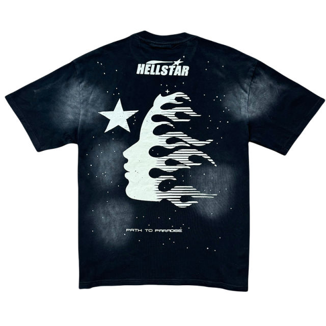 Hellstar Rhinestone Letter Print Washed Version Tee