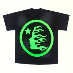 1:1 Quality Hellstar Green Classic Letter Logo Printed Washed Version Tee