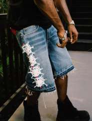 1:1 quality version 28412277 Printed Diamond Washed Version Denim Shorts 2 colors