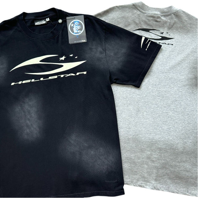 Hellstar Distressed H Letter Logo Printed Washed Version Tee 2 colors