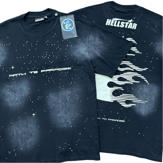 Hellstar Rhinestone Letter Print Washed Version Tee