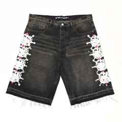 1:1 quality version 28412277 Printed Diamond Washed Version Denim Shorts 2 colors