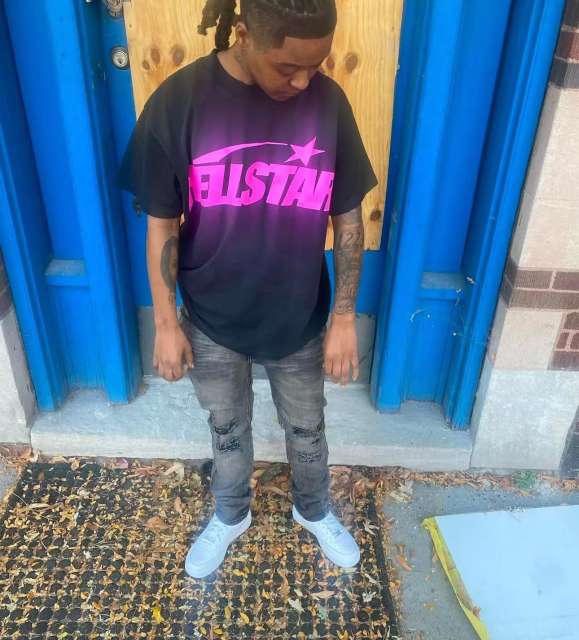 1:1 Quality Hellstar Rose Classic Letter Print Tee with NFC tag