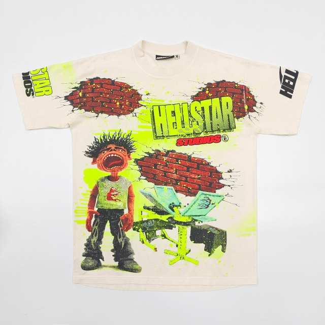 1:1 Quality Hellstar Through the Wall Noise Portrait Print Tee with NFC tag
