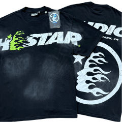 28310477 Green Side Face Printed Washed Version Tee & Shorts Set