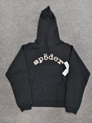 1:1 Top Quality Sp5der Rhinestone VVS Hoodie Black Jewel