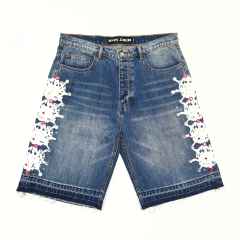 1:1 quality version 28412277 Printed Diamond Washed Version Denim Shorts 2 colors