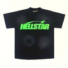 1:1 Quality Hellstar Green Classic Letter Logo Printed Washed Version Tee