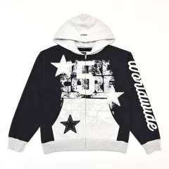 1:1 quality version 28412362 Hot-fix rhinestone five-pointed star large 5 embroidered hoodie