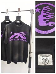 1:1 Quality Hellstar Full Purple Logo Washed Version tee with NFC tag