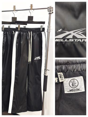 1:1 Quality Hellstar Embroidered Logo Side White Stripe Pants with NFC tag