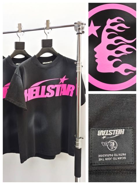 1:1 Quality Hellstar Rose Classic Letter Print Tee with NFC tag